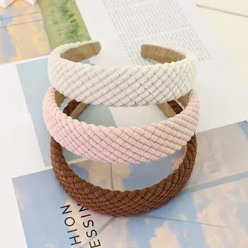 Аксессуары для волос Клетчатая широкополая вельветовая повязка на голову из губки Модная 17*13*4cm чёрный