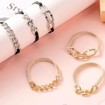 Аксессуары для волос Металлическая цепочка для волос, держатель для хвоста, резинки для волос, корейское кольцо для волос gold-3pcs/set