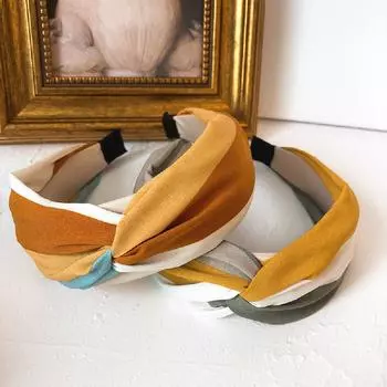 Аксессуары для волос Нескользящая повязка для волос с крестообразным узлом, тканевая полосатая повязка на голову, обруч для волос, ленты для волос