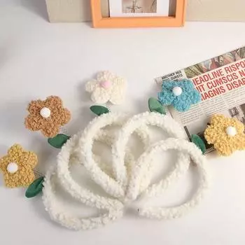 Аксессуары для волос Новые нескользящие повязки для мытья лица для женщин повязки на голову обруч для волос повязка на голову плюшевый цветок ягненка оранжевый