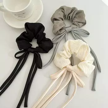 Аксессуары для волос с бантом, высокая эластичная плиссированная повязка для волос, резинка для волос с хвостиком, резиновая веревка для волос 13*32cm чёрный
