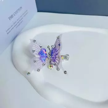 Аксессуары для волос с кисточками, трехмерные движущиеся новые заколки с жемчугом для девочек, плюшевая заколка-бабочка, градиентная заколка для волос, маленькая 6cm*6cm синий