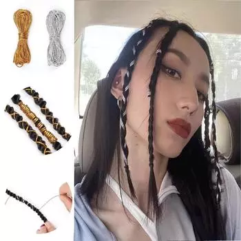 Аксессуары для волос с косами в серебряном/золотом стиле с эластичной африканской косой и набивкой из эластичной веревки серебряный