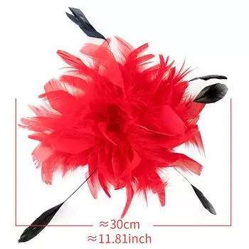 Аксессуары для волос с перьями для детей и взрослых, аксессуары для выступлений на сцене, шпилька, брошь двойного назначения, украшение из перьев ручной работы красный
