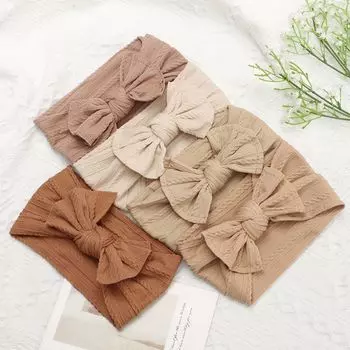 Аксессуары для волос с принтом и бантом, симпатичная эластичная повязка на голову, тюрбан, головной убор с бантом, детская повязка на голову