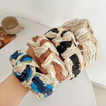 Аксессуары для волос с широкими краями, классический стиль, плетение, завязанный обруч для волос, повязка на голову 19*4.5cm чёрный