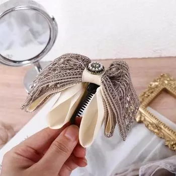 Аксессуары для волос Твердый кружевной корейский жемчуг банан зажим для хвоста вертикальный зажим заколка-бантик A