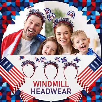 Аксессуары для волос «Ветряная мельница» на День независимости, идеально подходящие для празднования тематических вечеринок в честь Соединенных Штатов Америки One Size