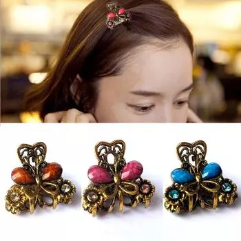 Аксессуары для женщин и девочек ретро винтажная мини-заколка для волос в виде бабочки из смолы шпильки ювелирные изделия коготь красный