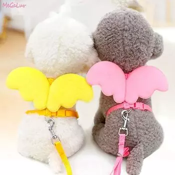 Аксессуары для животных Регулируемая шлейка для домашних животных Поводок для кошек и щенков Набор поводков для собак Веревка Ошейники для щенков S жёлтый