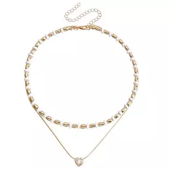 Аксессуары, Двойное ожерелье с бусинами из акрила и металла, с надписью Love , для женщин, Премиальное ожерелье для ключицы золотой