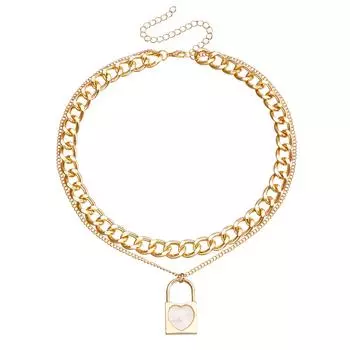 Аксессуары, Двухслойное белое концентрическое колье с имитацией перламутра, Темпераментное металлическое колье из грубой алюминиевой цепи