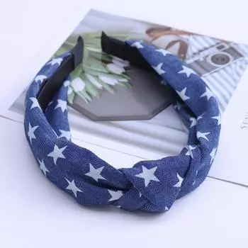 Аксессуары Джинсовые повязки на голову с завязками Популярные женские детские аксессуары для волос Головные уборы звезда