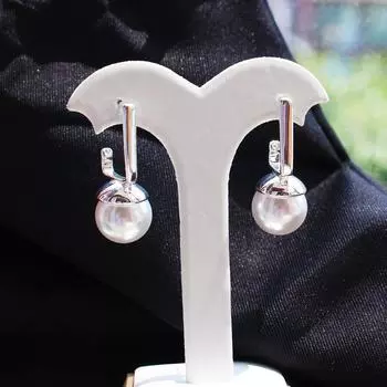 Аксессуары Французские Премиальные Серебряные Квадратные Большие Жемчужные Серьги Элегантные Интеллектуальные Геометрические Серьги-гвоздики 474