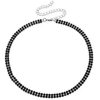 Аксессуары, Хипстерский Холодный Ветер Двухрядная Черная Клешня Бриллиантовая Цепочка на Шею Ожерелье Женщины, Осенне-Зимнее Ожерелье со Стразами