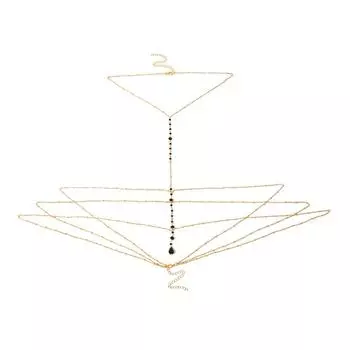 Аксессуары Индивидуальная кисточка Цепочка для тела Сексуальное многослойное ожерелье ручной работы с кристаллами Цепочка для одежды One Size золотой