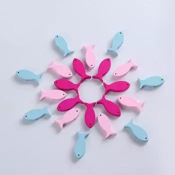 Аксессуары из бисера, цветная деревянная деталь ручной работы, детская деревянная деталь своими руками, цветная мультяшная маленькая рыбка 30*12MM