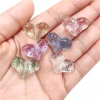 Аксессуары из бисера Персиковое сердце Свободные бусины DIY Акриловое ожерелье Серьги Зеленый лук Порошок Светящиеся материалы для изготовления 10 шт. Бусины с вертикальными отверстиями розовый