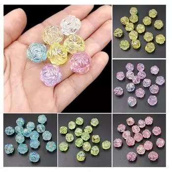 Аксессуары из бисера ручной работы DIY Цветочные свободные бусины УФ-акриловые модные трехмерные 10 шт. Прозрачные материалы для изготовления двухсторонние фиолетовый