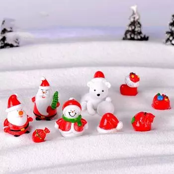 Аксессуары из смолы миниатюрные милые рождественские украшения рождественский подарочный пакет фигурка Санта-Клауса орнамент 7