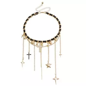 Аксессуары Кисточка Любовь Крест Бабочка Ключица Цепочка Женский Сексуальный Тренд Бриллиантовое Ожерелье Женский