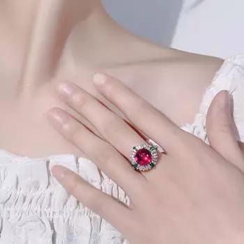 Аксессуары Кольца Ювелирные изделия Имитация Натуральный Халцедон Красный Корунд Роскошь Премиум Регулируемый Женская Мода