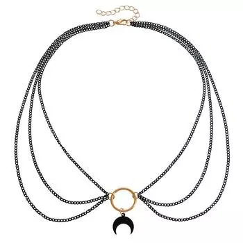 Аксессуары Кольцо Личность Дьявола Многослойная Цепочка Ожерелье, Хип-хоп Тренд Ожерелье Луна