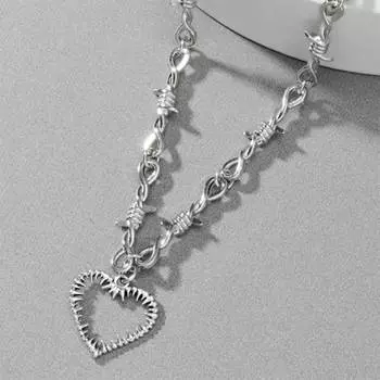 Аксессуары Колючая проволока Маленькая проволочная цепь Шипы Готический панк-стиль Колючки Колье Хип-хоп 22cm