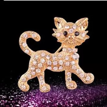 Аксессуары Креативная брошь-булавка в виде кошки Подарочные украшения Изысканные элегантные женские украшения Универсальные женские броши One Size золотой