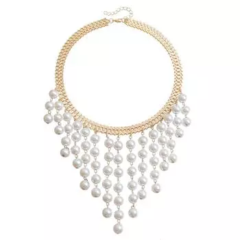 Аксессуары Многослойное длинное жемчужное ожерелье с кисточками Модная преувеличенная цепочка на свитер с надписью «Персонажи» Цепочка на ключицу
