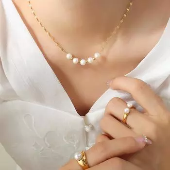 Аксессуары Мода Личность Искусственный жемчуг Кулон Ожерелье Французский Стиль Ниша Дизайн Губная Цепочка