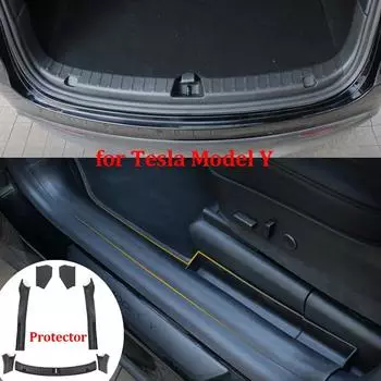 Аксессуары ModelY Protect для Tesla Model Y 2022 2023, защитная накладка на порог передней двери, защитная накладка на порог багажника, защита TPE для салона