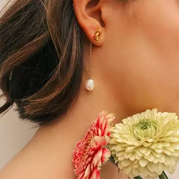 Аксессуары Модные серьги Lover Knot Tassel Pearl Серьги Ladies Celebrity Temperament Freshwater Pearl Серьги Съемные золотой