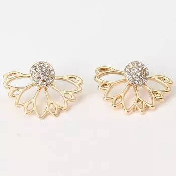 Аксессуары, модные женские серьги, полые серьги с бриллиантами лотоса, бутик-серьги, серьги золотой
