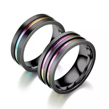 аксессуары :Мужское новое черное двухцветное кольцо из титановой стали, европейское и американское модное кольцо для любителей нержавеющей стали 11