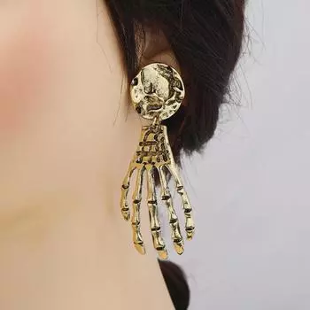 Аксессуары на Хэллоуин, ретро-серьги с черепом и косточкой, персонализированные серьги бронзовый