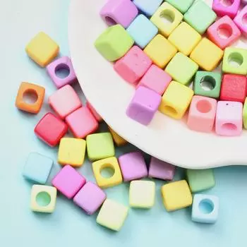 Аксессуары однотонные свободные бусины квадратный кулон ожерелье браслет акрил 7 мм DIY изготовление ювелирных изделий 100 шт 100Pcs разноцветный