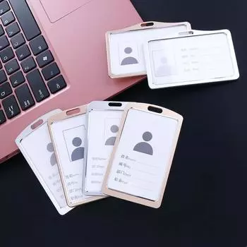 Аксессуары Офисные принадлежности Металлический зажим Держатель для именной бирки Вертикальная обложка для карточки Держатель для именной карточки Gold 2