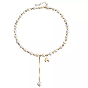 Аксессуары, Ожерелье из имитации жемчуга, сочетающееся, Женское, Подвеска в виде сердца любви на День святого Валентина, Ожерелье-чокер золотой