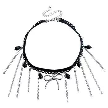 Аксессуары, ожерелье с бантом из ленты Dark Wind, цепочка с кисточками на ключицу для женщин на Хэллоуин