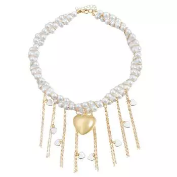 Аксессуары, Персонализированная цепочка на ключицу в стиле ретро с преувеличенным персиковым сердцем, Цепочка на шею, Модное многослойное жемчужное ожерелье золотой