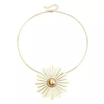 Аксессуары, Персонализированное Преувеличенное Глянцевое Металлическое Ожерелье с Подсолнухом, Простое Ожерелье с Подсолнухом для Женщин