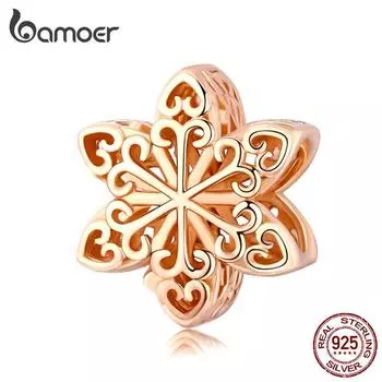 Аксессуары-подвески из стерлингового серебра 925 пробы с падающими снежинками Bamoer подходят для браслетов DIY SCC719