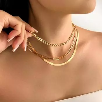 Аксессуары Премиум Универсальный Многослойный Сложенный Дизайн Цепи На Шею Модные Украшения 2025 Новое Ожерелье