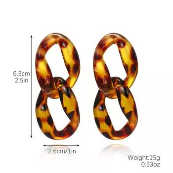 Аксессуары Преувеличенные акриловые серьги-гвоздики с леопардовым принтом, комплект ожерелья, хип-хоп, индивидуальность, леопардовый принт, ожерелье, серьги, чехол