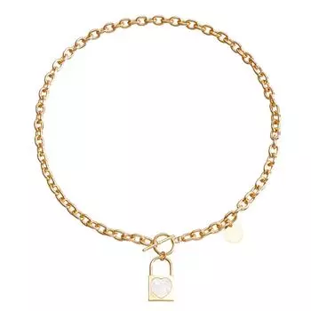 Аксессуары, Простое белое концентрическое ожерелье с замком, имитация перламутра, темпераментная металлическая грубая алюминиевая цепочка, цепочка для свитера для женщин