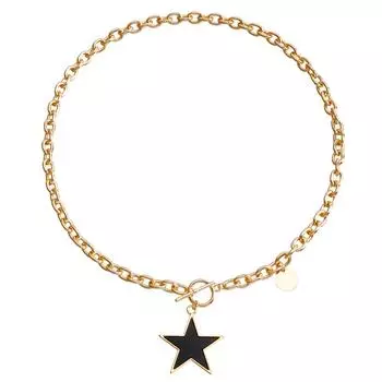 Аксессуары, Простое черное ожерелье со звездой, имитация перламутра, Темпераментная металлическая грубая алюминиевая цепочка, цепочка для свитера