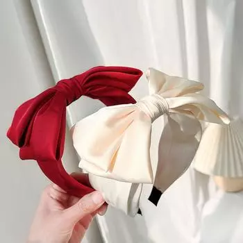 Аксессуары Простой ободок для волос с бантом Модный однотонный тканевый зажим для волос 17*5.5cm чёрный