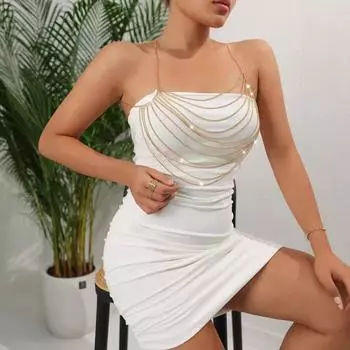 Аксессуары, простые полые U-образные геометрические орнаменты, сексуальная многослойная цепочка с бахромой для чулок, сексуальная одежда one size fits all золотой