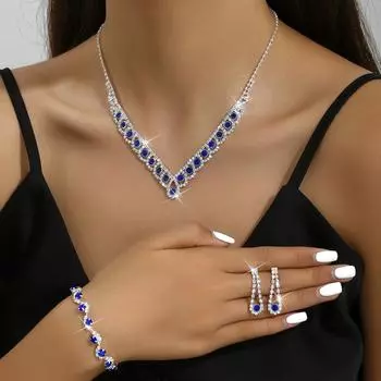 Аксессуары, разноцветные свадебные комплекты из трех предметов: ожерелье, серьги, браслет, свадебные украшения